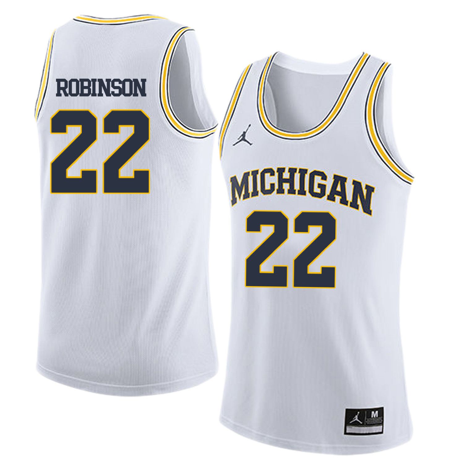 Men Jordan University of Michigan Basketball White #22 Robinson Customized NCAA Jerseys->customized ncaa jersey->Custom Jersey